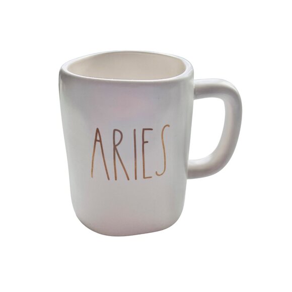 Rae Dunn Aries Ceramic Mug With Gold Lettering & Zodiac Constellation Astrology - Picture 1 of 6